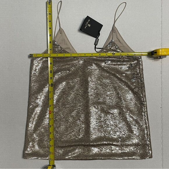 NWT Massimo Dutti Gold Sequin Blouse. Champagne sequins v-neck tank top NEW - Picture 14 of 14
